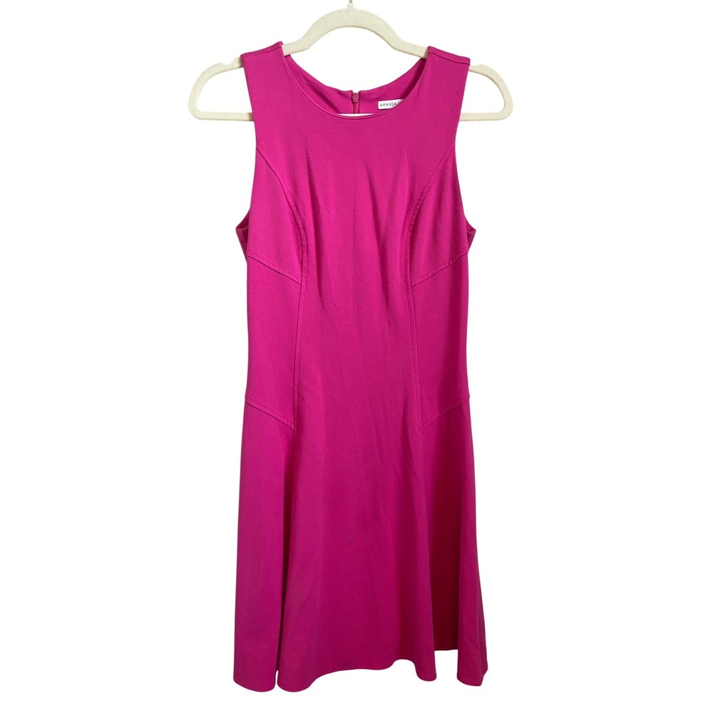 Amanda Uprichard Womens Pink Sleeveless Fit & Flare‎ Ponte Mini Dress Size M